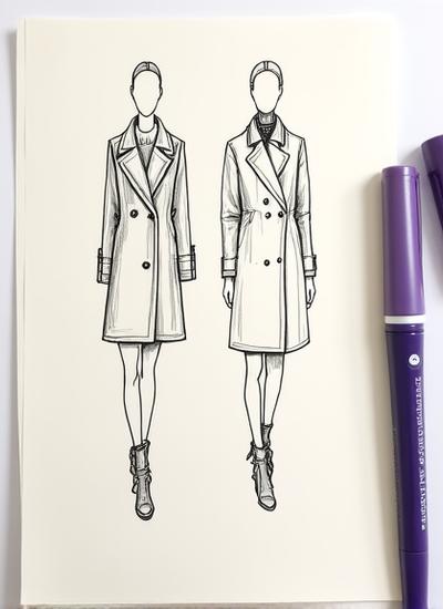 Hand-drawn fashion sketches of gender-neutral outerwear