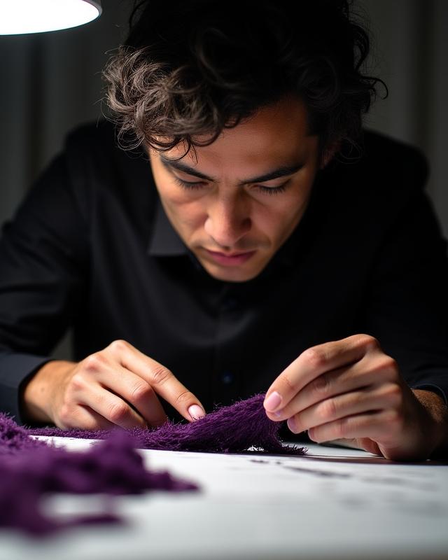 Founder Rudolph Medart reviewing sketches and textile samples in the Los Angeles headquarters