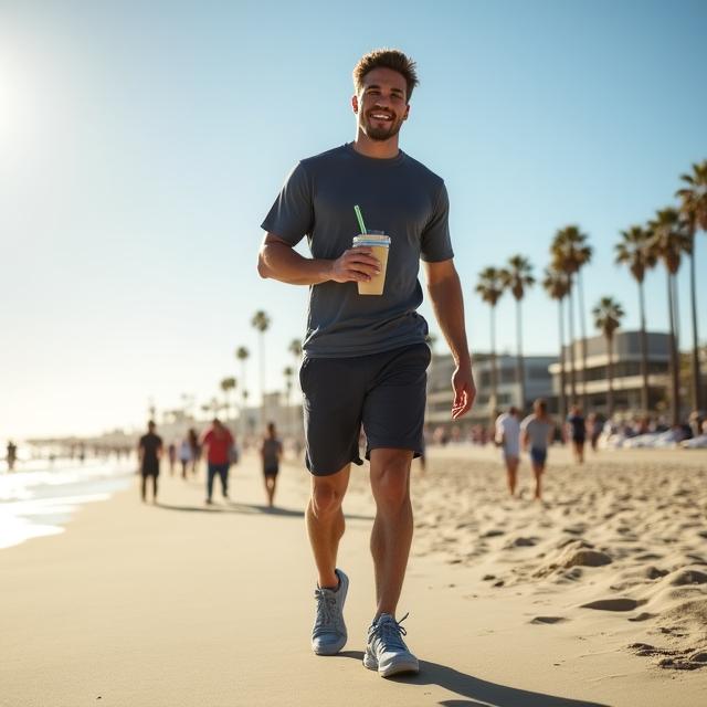 Fitness influencer wearing Umbra Threads in Venice Beach