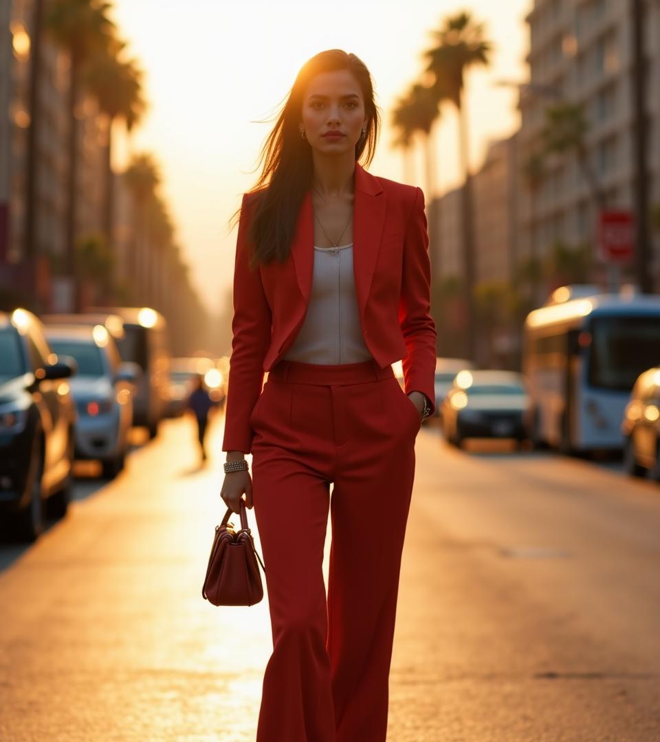 Petite model in perfectly fitted LA streetwear