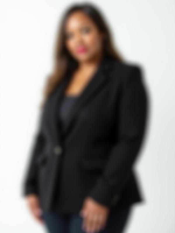 Model wearing size 18 blazer