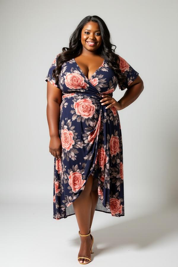 Model wearing size 22 midi dress