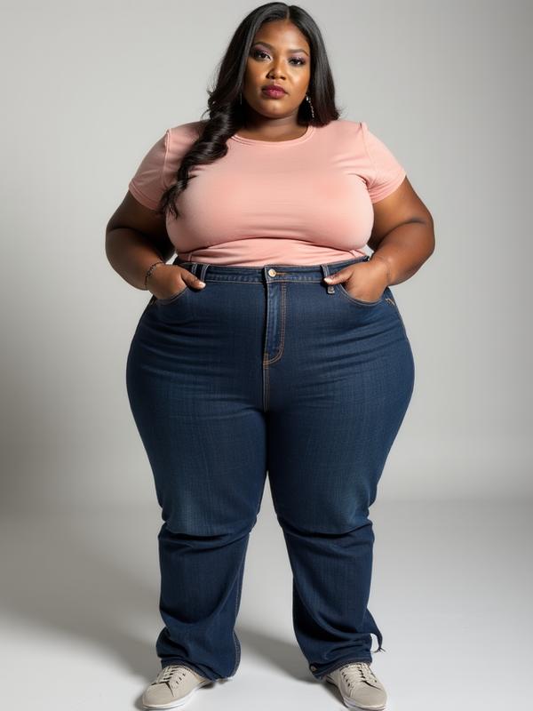 Model wearing size 26 denim